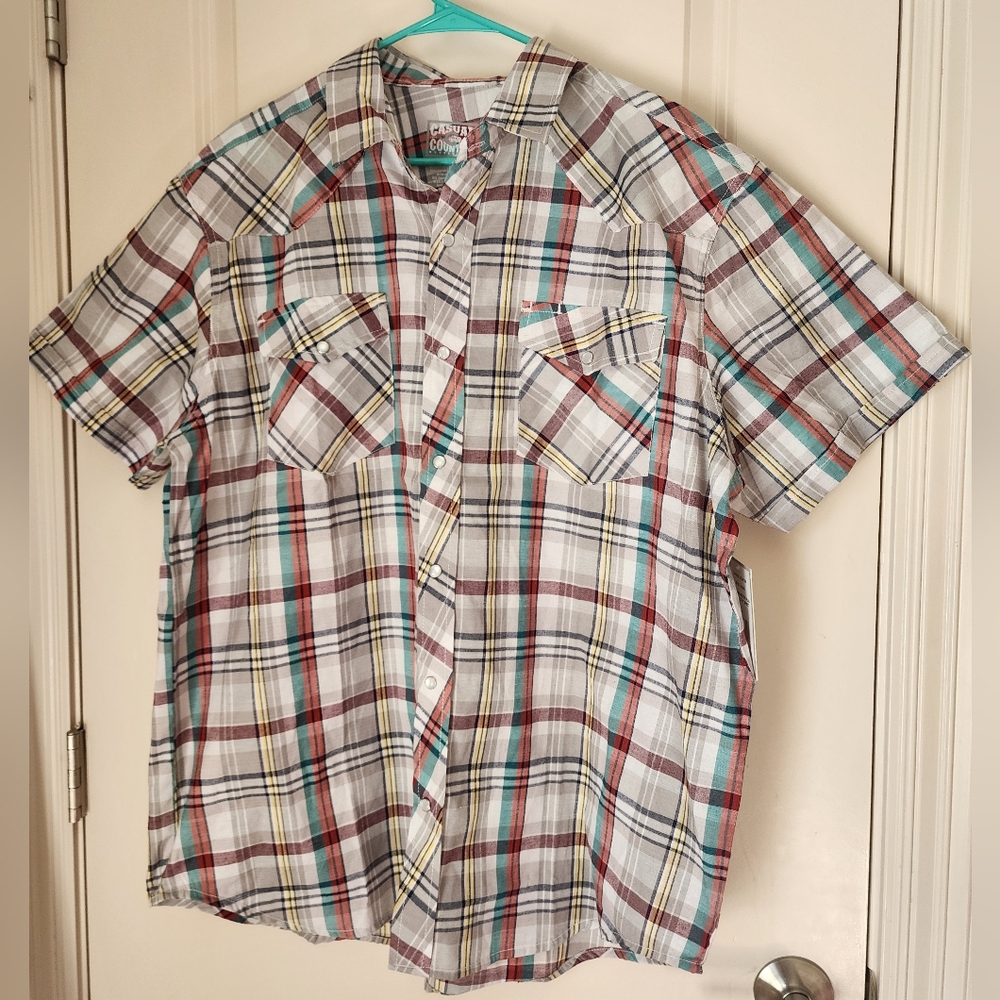 Casual Country Plaid Button Down Shirt for Men